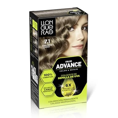 Llongueras Color Advance Tinte Pelo Mujer Coloración Permanente 100% Cobertura Incluso En Canas Resistentes - Tono 7.1 Rubio Medio Ceniza