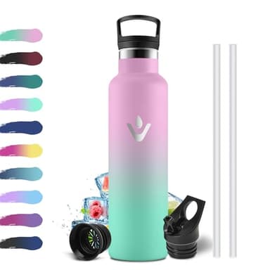 Botella Agua Acero Inoxidable 750ml, Cantimplora Termo con Pajita y Filtro, sin BPA, Reutilizable, Fácil de llevar, Termo a Prueba de Fugas, Cantimplora para Adultos, Oficina, Escuela, Bicicleta