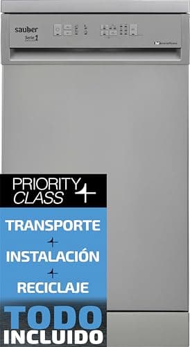 Sauber - Lavavajillas 45 cm Serie 1-DW453X - E - 10 Cubiertos - Inox - Indicadores LED - ENTREGA E INSTALACIÓN INCLUIDA EN DOMICILIO