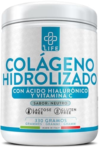 Colageno Hidrolizado Puro Polvo 330g PiùLife, Colageno Acido Hialuronico Y Vitamina C, Peptidos De Collageno Tipo 1, Suplemento Piel Cabello Y Uñas, Articulaciones, Colágeno En Polvo Bovino Sin Sabor