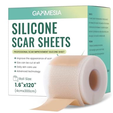 4 × 300 cm Tiritas de cicatrices de Silicona, Cinta de Silicona Suave y Reutilizable, Apta para piel sensible, Autoadhesiva, Transpirable e Impermeable