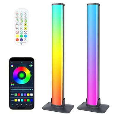Barra de Luz LED RGB lámpara regulable, Ambient Light TV LED retroiluminación, Funcionamiento USB, Sincronización de Música, Lámpara de Juegos Bluetooth con Aplicación y Mando a Distancia - 2PCS