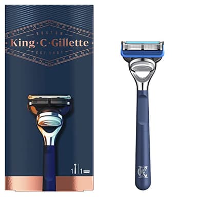 King C. Gillette Máquina de Afeitar Hombre con Precisión Integrada + 1 Cuchilla de Recambio, Máquinilla de afeitar, idea de regalo para Hombre