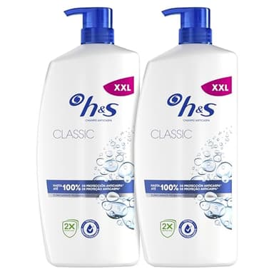 H&S Classic Champú Anticaspa 2x1000ml con Dispensador, para Uso Diario. Hasta 100% de Protección Anticaspa, Clínicamente Probado. Para Todo Tipo de Pelo y Cuero Cabelludo. Sensación de Frescor