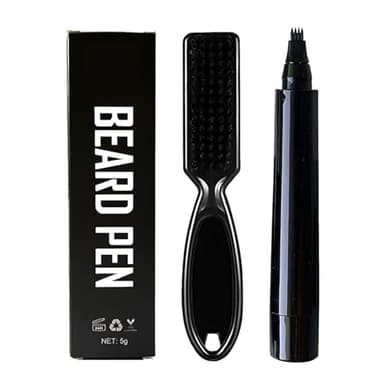 Kit de Bolígrafo de Relleno para Barba, 1 Relleno de Lápiz de Barba para Hombres con Cepillo, Waterproof & Sweatproof, To Fill, Define & Sharpen Hair, Beard & eyebrow Colour(marrón oscuro)