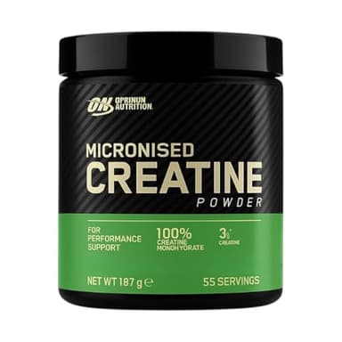 Optimum Nutrition Creatina Micronizada en Polvo, Sin Sabor, 187g, 55 Servicios
