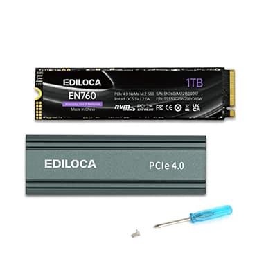 EN760 con disipador térmico de 1TB PCIe Gen4 SSD, NVMe M.2 2280, NAND TLC 3D, de hasta 5000MB/s, Disco de Estado Sólido Interno, Caché SLC Dinámica, Compatible con PS5 y PC
