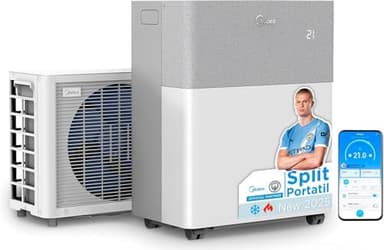 Midea Portasplit Pinguino Aire Acondicionado 4 en 1 | 3000 frigorías / 12000 BTU | Split Portátil Silencioso Bajo Consumo 42m2 | Enfriador, Deshumidificador, Calefactor, y Ventilador