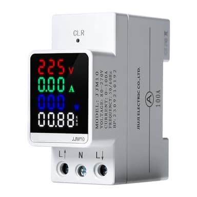 Jadeshay Medidor de Energía,AC80-270V 100A Amperímetro Voltímetro Consumo de Energía Monitor Monofásico Multifuncional Contador Electrico Digital de Riel DIN,con Pantalla LCD Retroiluminada