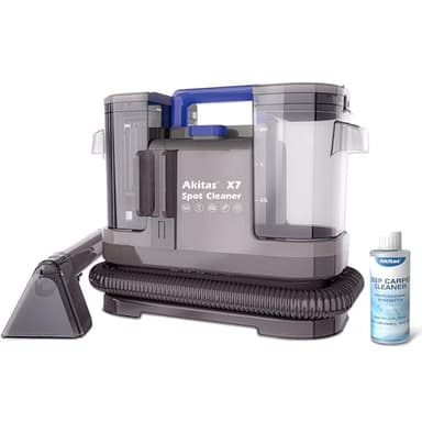 Akitas X7 600W Aspiradora de Agua Tapicería con Función de Autolimpieza Limpiador de Tapicerías Portátil 14kPa Pelos de Mascotas Sofás Colchones Alfombras Coches Depósito Doble