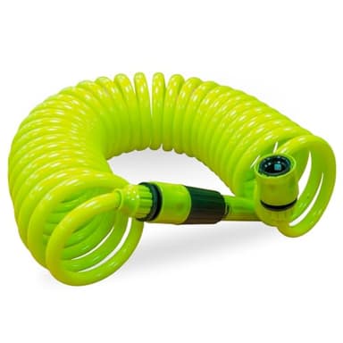 Amig - Manguera en Espiral - Fabricada en Polipropileno - Medida Extensible hasta 7,5 m - Incluye Lanza de Riego, Adaptador y 2 Empalmes - Color: Verde Pistacho