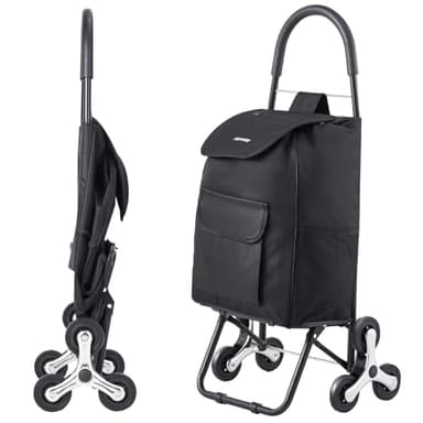 VEVOR Carro de Compra Plegable 36 L Carro para Subir Escaleras con 6 Ruedas 450x350x965 mm Bolsa de Almacenamiento de Tela Oxford para Compras, Oficina, Mudanzas, Transporte, Exteriores, Lavandería