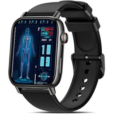 BANLVS 2025 ECG+HRV Reloj Inteligente Hombre con 𝐆𝐥𝐮𝐜𝐞𝐦𝐢𝐚, BMI, 1,83" Smartwatch Mujer con Llamadas 5.3, 24H Pulsometro, SpO2, Monitor de Sueño, Temperatura Corporal, Estrés Android iOS Negro