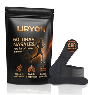 PACK 60 TIRAS NASALES DEPORTIVAS - Nasal Strips Premium Antironquidos - Mejora Respiracion Dormir, Reduce Ronquidos y Aumenta Rendimiento Deportivo