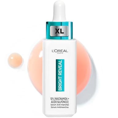 L'Oréal Paris Bright Reveal Serum Anti-manchas, Para Todo Tipo de Piel, Manchas Oscuras Reducidas, Con Niacinamida y Ácido Aminosulfónico, Formato XL