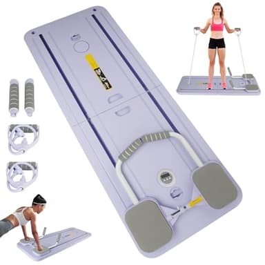 Pilates Reformer, Plegable Tabla de Pilates en Casa, Tabla de Fitness Multifuncional de Rebote automático, Entrenamiento de Fuerza Abdominal y Core, Maquina Pilates para Casa (Morado)