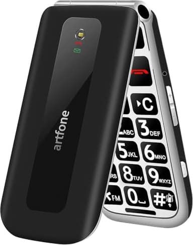 artfone F20 Negro- 2G gsm Teléfono móvil de Tapa para Mayores丨Botones y Teclas Grandes丨Pantalla 2,4" 丨Llamada Rápida丨Movil para Mayores丨Botón SOS丨Bateria 1300mAh丨Doble SIM丨USB-C丨Volumen Alto丨Bluetooth