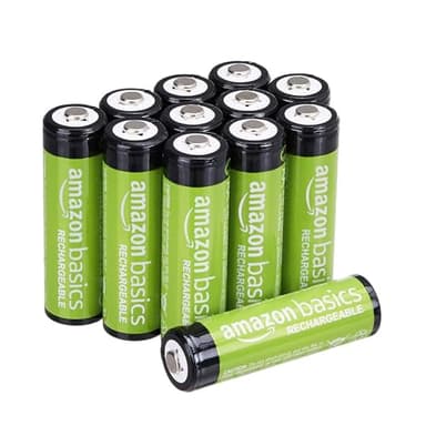 Amazon Basics paquete de 12 pilas AA NiMH recargables, 2000 mAh, 1,2 V, se recargan hasta 1000 veces, precargadas
