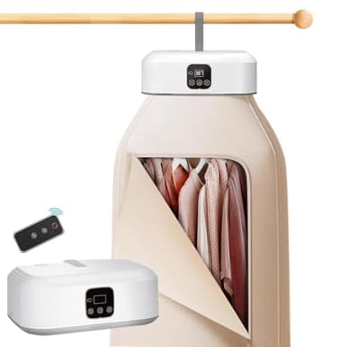 Mini secadora, bomba de calor, dryer con temporización 1-8H, mando a distancia y esterilización UV, para viajes de negocios, apartamentos, hoteles, camping