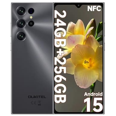 OUKITEL C61 Pro Telefonos Moviles Libres - 6.88" Pantalla HD+ 90Hz Smartphone, 24GB+256GB/1TB Telefono Movil Android 15, Batería 5150mAh, Cámara 13MP Moviles, 4G SIM, NFC/Face ID/Fingerprint, Gris