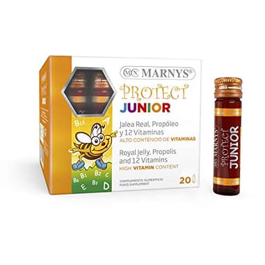 Marnys Protect Junior - Defensas Para Niños Con Jalea Real, Propóleo Y 12 Vitaminas - Complementa La Dieta En Niños Y Adolescentes - Con Sabor A Frutas Del Bosque - 20 Viales