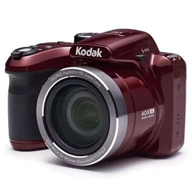 KODAK Pixpro AZ401 - Cámara Bridge Digital de 16 Megapíxeles, Grabación de Video, Gran Angular de 24 mm, Pantalla LCD de 7,6 cm, Panorama 180° - Rojo