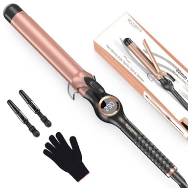 BESTOPE PRO Rizador Pelo Ondas 32mm, Rizador de Pelo para Rizos Grandes,Multi-Temperatura Seleccionable, Tenacillas para Rizar el Pelo con Calentamiento Rápido y Gran Pantalla LCD, Oro Rosa