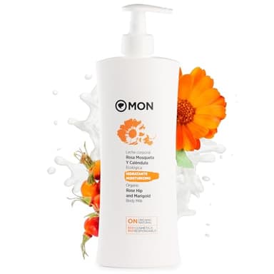 MON Leche Rosa Mosqueta Y Caléndula 500 ml - Origen Natural sin Químicos - Nutre y Suaviza tu Piel - Con Manteka de Karité BIO - Perfecto para Pieles Sensibles