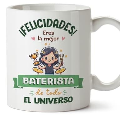 MUGFFINS Tazas para BATERISTA mujer - En Español - Mejor Universo Trofeo - 11 oz / 330 ml - Regalo original y divertido