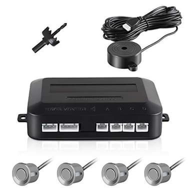 Sensores de Aparcamiento, Aolead Sensor Aparcamiento Coche Radar Reserva con 4 Sensores y Bibi Alerta de Sonido - Plata