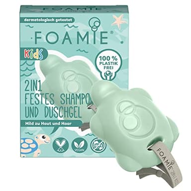 Foamie Champú y gel de ducha 2 en 1 para niños, champú para niños con aceite de aguacate orgánico para un mejor peinado, suave para la piel y el cabello, 100% vegano, sin plástico, 80 g