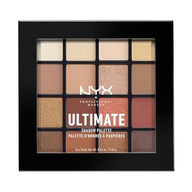 NYX Professional Makeup Paleta de Sombras de Ojos Ultimate Shadow Palette, 16 sombras ultra-pigmentada, Larga duración, Fórmula Vegana, Warm Neutrals