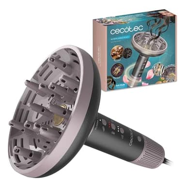 Cecotec Secador Difusor Pelo Rizado XXL DryWave Nébula Black. 1300W, Aceite de Argán y Queratina, Motor Brushless, PlasmaTech Antiencrespamiento, Modo Soft, 3 Velocidades y Temperaturas, 12 Púas