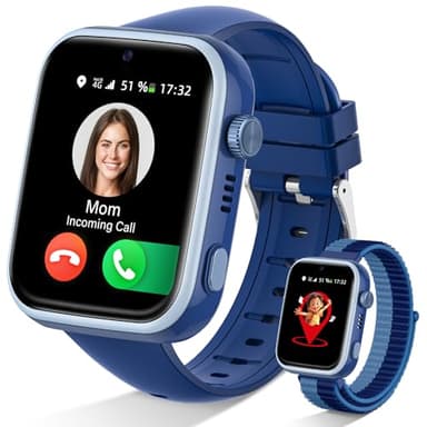 Oliimptek 2026 Nuevo Reloj Inteligente Niño, Smartwatch Niños con Llamadas y GPS, Videollamadas/Chat de Voz/WhatsApp/WiFi/SMS/SOS/Modo Escuela/Dormir/Despertador, IP68 Reloj Niño y Niñas Azul 4-14 Año
