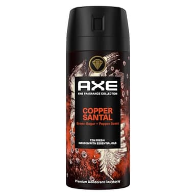 Axe Desodorante Aerosol 72h Copper Santal para Hombre Fragancia Azúcar Moreno y Pimienta 150ml
