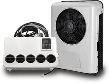 FUNNYBSG Aire acondicionado para caravana de 12 V CC, aire acondicionado para cabina de camión eléctrico de energía dividida por unidad CA para caravana, EAC1009.12.W, blanco