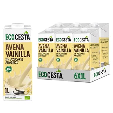 ECOCESTA MEJOR CADA DIA - Pack de 6 Unidades de 1 L de Bebida Vegetal de Avena y Vainilla BIO - Bebida 100% Natural - Rica en Nutrientes y Baja en Calorías - Sabor Dulce - Apta para Veganos