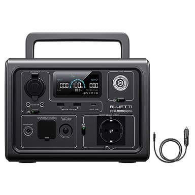 BLUETTI EB3A Generador Solar, 268Wh LiFePO4 Batería con 1 600W (1200W Pico) CA Salida, Recarga de 0-80% en 30 Min., Estación de Energía Portátil para Camping (Cable para Coche Enviar por Separado)