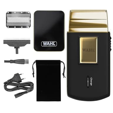 Wahl Travel Shaver Gold Edition Afeitadora eléctrica sin cable y recargable para hombre, óptimo para viajar, para cortar el pelo y la barba, compacta y portátil, Oro