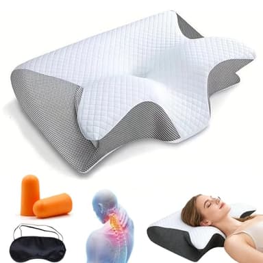 Générique Almohada para Apnea del Sueño, Almohada Anti Ronquidos y Apnea Posicional, Cojín Ergonómico Cervical con Memoria de Forma para Dormir de Lado, de Espalda y en El Vientre (Gris)