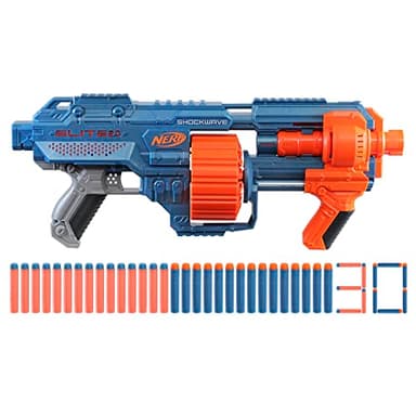 Nerf Elite 2.0 Shockwave RD-15 Lanzador de Juguete con Dardos de Espuma, Juego de Batalla, Niños y Niñas de 8 Años o Más, Azul y Naranja
