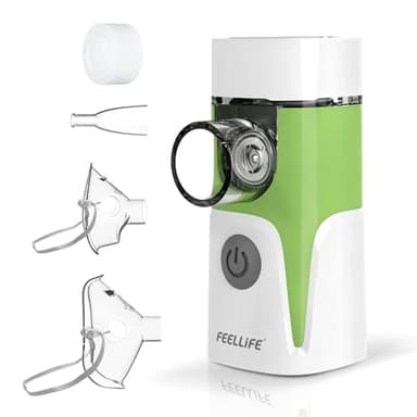 FEELLIFE Nebulizador Portatil para bebe y adultos Maquina De Aerosoles Inhalador, Para El Tratamiento De Tos, Asma, Enfermedades Respiratorias-Verde