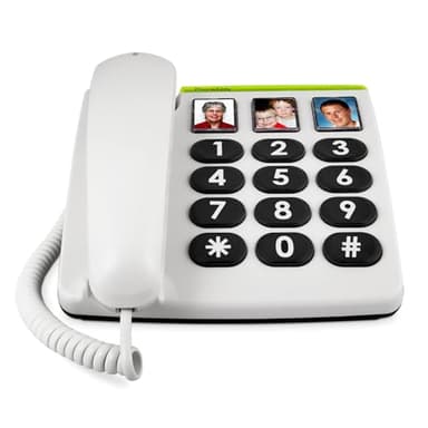 Doro PhoneEasy 331ph Teléfono Fijo con Cable para Personas Mayores con Teclas Grandes, Marcación Rápida y Compatible con Audífonos (Blanco) [Versión Española]
