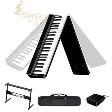 TERENCE Teclado de piano Piano digital portátil de 88 teclas con soporte Z, teclado semipesado para principiantes y expertos, función de grabación de audio integrada, interfaz MIDI Bluetooth.