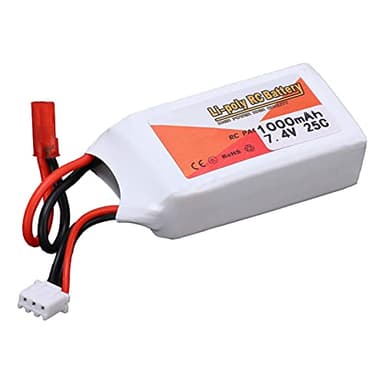 VGEBY Batería Recargable de Polímero de Litio de 7,4 V 1000 MAh, Enchufe JST con Tasa de Descarga de 25 C, con Potencia de Larga Duración, para Coches RC, Drones, Helicópteros, Barcos