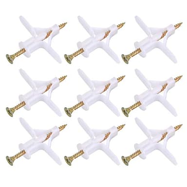 100 Piezas Fijaciones para Placas de Yeso (50 Tacos de Pared, 50 Tornillos), Tacos y Tornillos para Pladur Placas Pared, Expansión Anclajes para Hueca Paneles de Yeso