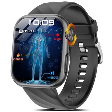 Marsyu ECG Reloj Inteligente Hombre con 𝐆𝐥𝐮𝐜𝐞𝐦𝐢𝐚/Presión Arterial/Ácido Úrico/Lípidos/BMI,1.97" AMOLED Salud Smartwatch con Detección BMI/Fatiga/Emociones/Temperatura Corporal/Sueño