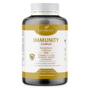 IMMUNITY DEFENSAS COMPLEX 6 EN 1 con Vitamina C + Vitamina D + Propóleo + Zinc + Selenio + Probióticos y Prebióticos + Galangina | Apoya el Sistema Inmunológico l 90 Cápsulas Veganas | 3 meses