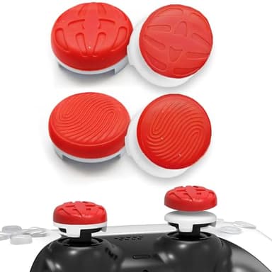 TEUVO Thumbsticks Grips, 4 Piezas Silicona Thumbsticks Grips Gorras para PS4 Controller & para PS5 Controller Joysticks a Mejorar Apuntar, controlar y Precisión, Rojo