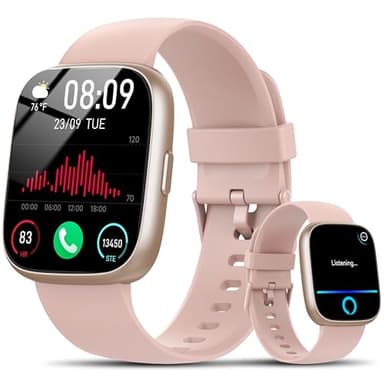 Reloj Inteligente Hombre Mujer con Alexa, 1,83" Smartwatch con Llamadas Bluetooth,120+ Deportivos Smart Watch con Pulsómetro/Podómetro/Monitor de Sueño, IP68 Pulsera Actividad para Android iOS, Rosa